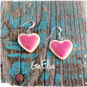 Boucles d'oreilles biscuits cœur rose - Bijou gourmand en argile