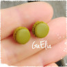 Puces d'oreilles mini macarons verts - Bijou fantaisie original