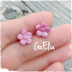 Boucles d'oreilles fleurs - Puces d'oreilles rose : Création GaElia | Bijou fille - Boucles d'oreilles enfant - Fait main