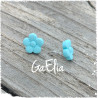 Boucles d'oreilles Fleur Oxalis bleu canard en argile polymère, conçues pour enfants et adolescentes : Création GaElia | Fait ma