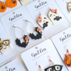 Boucles d'oreilles chauve-souris et fantôme - Halloween en polymère