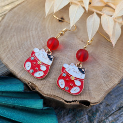 Accessoire Porte-Bonheur - Boucles d'Oreilles Maneki-neko