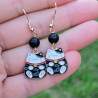 Boucles d'oreilles "Maneki-neko nocturne" avec perles Fimo