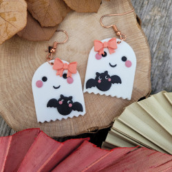 Boucles d'oreilles fantôme rigolo en polymère, spécial Halloween