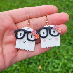 Boucles d’Oreilles Petit Fantôme Geek en Argile Polymère – Bijoux Uniques