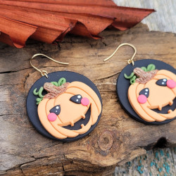 Boucles d'oreilles citrouilles mignonnes d'Halloween en argile