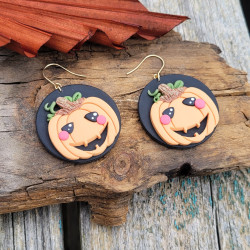 Boucles d'oreilles citrouilles mignonnes d'Halloween en argile