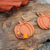 Boucles d'oreilles citrouilles automnales - Bijoux en argile polymère