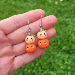 Boucles d'oreilles citrouilles kawaii - Duo mignon et rigolo