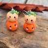 Boucles d'oreilles citrouilles kawaii - Duo mignon et rigolo