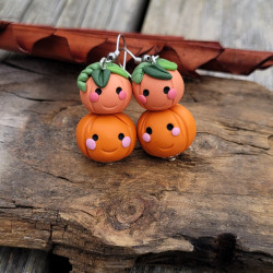 Boucles d'oreilles citrouilles kawaii – Fun et décalées en argile polymère