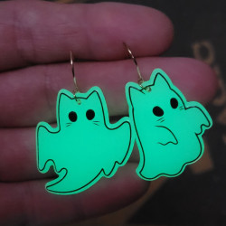 Boucles d'oreilles chats fantômes phosphorescents – Halloween original