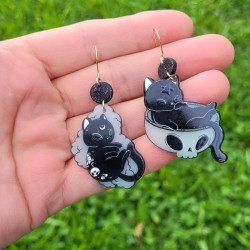 Boucles d'oreilles chats mystiques phosphorescents – Acrylique Halloween