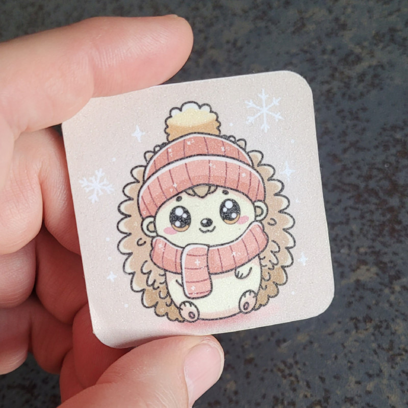 Sticker Hérisson Kawaii Hiver | Création Artisanale