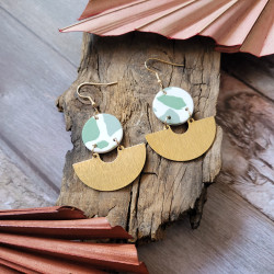 Boucles sauge demi-lune or.