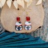 Boucles d'oreilles Maneki-Neko avec perles en verre, fait main