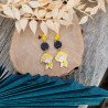 Boucles d'oreilles artisanales champignon avec guitare et perles en polymère