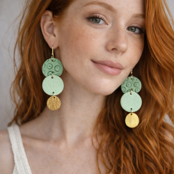 Boucles chic sauge pastel | Pampille en laiton, Demoiselle d 'honneur, Baptême