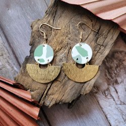 Boucles mariage vert sauge | Doré raffiné en laiton brossé