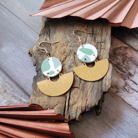 Boucles sauge demi-lune or.