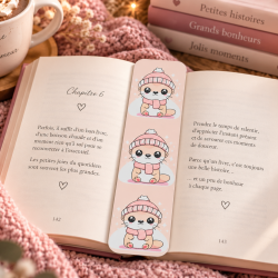 Marque-page Loutre Kawaii - Douceur et Magie de l’Hiver