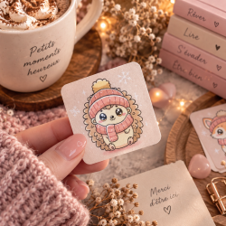 Sticker Hérisson Kawaii Hiver | Création Artisanale
