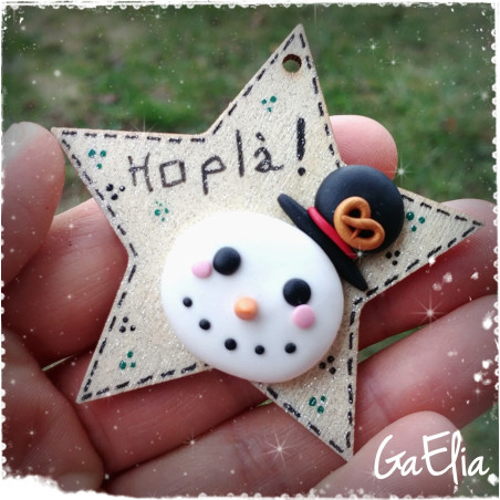 Magnet Bonhomme de Neige en argile – "Hopla !" Fait main