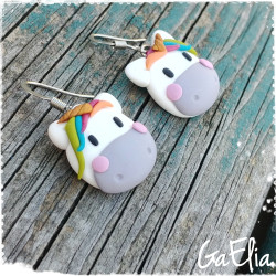 Boucles d'oreilles Licorne Arc-en-ciel – Bijoux Kawaii en Argile