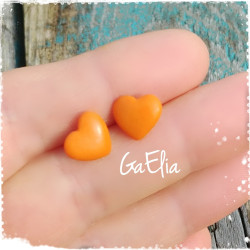 Boucles d'oreilles mini coeurs - Orange